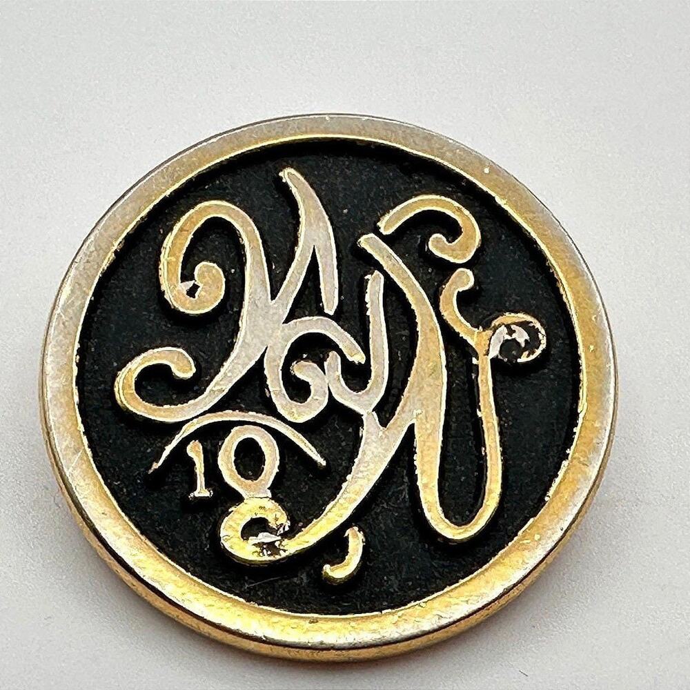 Vintage 80s Watchers Pound Award Pin Brooch Gold Tone Black Enamel Retro Jewelry